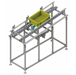 電動ストッパでコンテナを切り出す動作